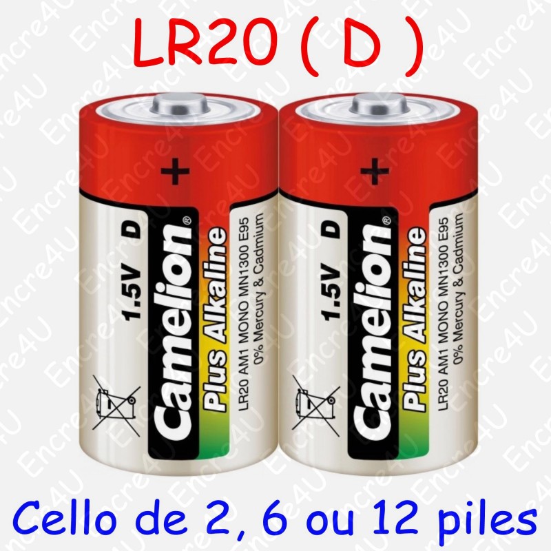 Pile D LR20 alcalines 1,5V