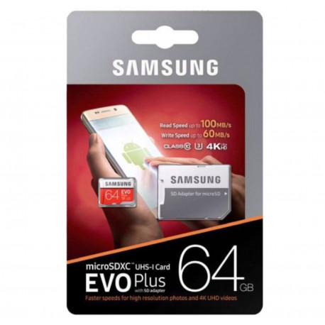 Carte mémoire micro SD Samsung Carte Micro SD 64 go EVO PLUS - Carte Micro  SD + Adaptateur SD